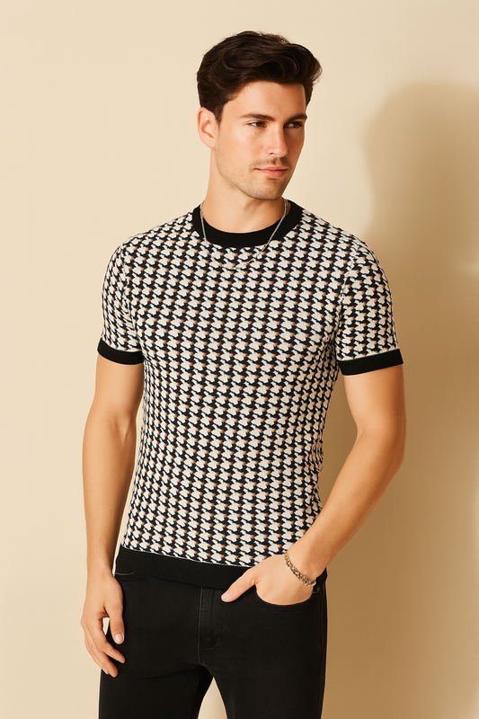 Luxe Houndstooth Classic Fit T-Shirt for Men