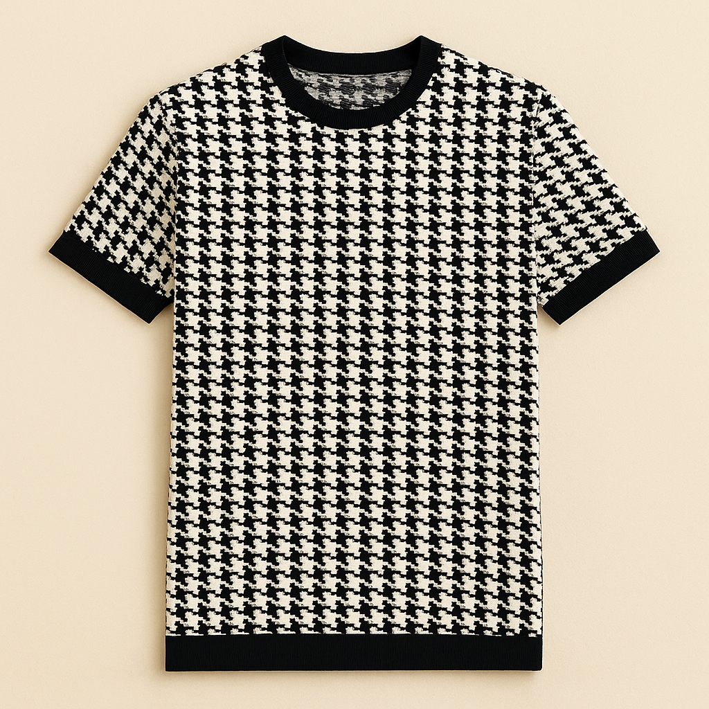 Luxe Houndstooth Classic Fit T-Shirt for Men